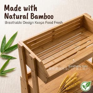 กล่องขนมปังไม้ไผ่พร้อมชั้นวางผลไม้และฝาเลื่อนสำหรับใช้ในครัว - Product Image 3