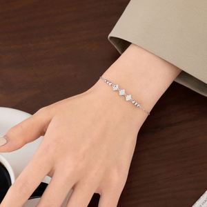 Dylam Sparkle Design Fine 925 Silver Iced Out Surface Five-petal <b>Flower</b> Pendant Heart Tail Pendant Link Chain Jewelry <b>Bracelet</b> - Product Image 5