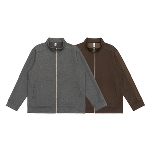 Sweat-shirt épais à épaules tombantes, veste à capuche en coton French Terry, cardigan à col montant, veste décontractée pour homme - Product Image 1