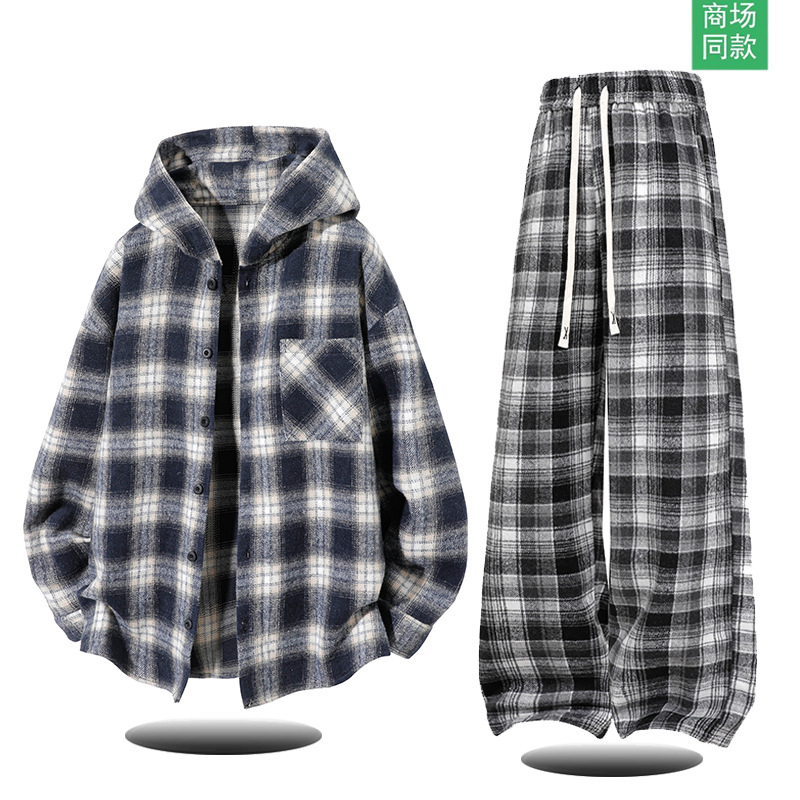 Navy blue check + black check