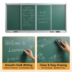 <span class=keywords><strong>Grand</strong></span> <span class=keywords><strong>tableau</strong></span> noir vert coulissant magnétique pour l'école, la salle de classe, l'enseignement, avec cadre en aluminium, taille personnalisée, écologique - Product Image 4