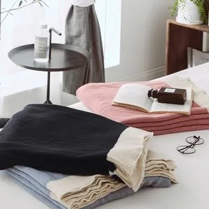 Высококачественное хлопковое однотонное одеяло, мягкое и удобное одеяло для путешествий