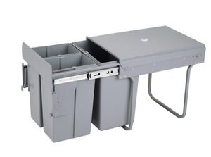 <span class=keywords><strong>Poubelle</strong></span> double <span class=keywords><strong>encastrable</strong></span> murale de cuisine avec système de classification coulissant et amortisseur, en plastique invisible - Product Image 3