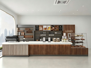 Mostrador <span class=keywords><strong>de</strong></span> Barra Personalizado y Moderno para Quiosco <span class=keywords><strong>de</strong></span> <span class=keywords><strong>Café</strong></span> con Iluminación LED para Diseño <span class=keywords><strong>de</strong></span> Cafetería y Pastelería - Product Image 1