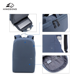 Kingsons <b>Backpack</b> Blue Unisex Laptop <b>Compartment</b> Zipper Closure Commuting Travel - Product Image 2