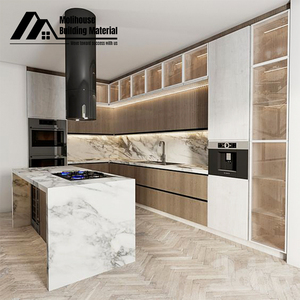 Custom Modern Luxury Kitchen <strong>Cabinets</strong> with Marble Countertop and Faucet <strong>White</strong> and Gray Options - Product Image 5