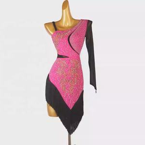 Vestido de Baile Latino para Mujer, de Seda/Algodón con Diamantes Austriacos, Nuevo Vestido Profesional de Alta Gama para Competencia de <span class=keywords><strong>Rumba</strong></span> - Product Image 3