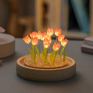 Diy hecho a mano tulipán lámpara de mesa de <span class=keywords><strong>cristal</strong></span> luz de noche personalización bola de <span class=keywords><strong>cristal</strong></span> flor tulipanes Led luz de noche - Product Image 2