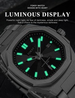 Reloj Deportivo de Lujo para Hombre, Personalizado OEM/ODM, Movimiento de Cuarzo, Caja Cuadrada, Resistente al Agua 5BAR, Acero Inoxidable, Color Negro, Venta al Por Mayor