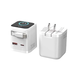 Chargeur GaN 70W avec écran TFT, prise rétractable, 2C1A USB C PD3.0 pour les voyages d'affaires, ordinateur portable, téléphone, charge rapide - Product Image 3
