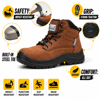 Bottes de travail mi-montantes ACE Safety Work automne/hiver, à lacets, avec embout en acier, anti-perforation, semelle intermédiaire sans métal, en daim, unisexe, pour la construction
