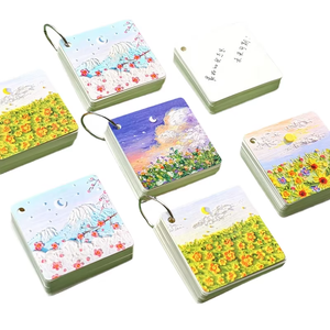 Anneau en fer étudiant bloc-notes peinture à l'huile paysage Portable petit vocabulaire anglais blanc cahier à feuilles mobiles 7x7cm personnalisé - Product Image 1