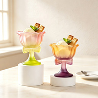 Vente en gros de coupes à glace en verre en forme de nœud papillon de 100 ml avec boîte cadeau