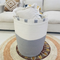 Paniers de rangement en corde de coton à motif coloré Paniers tissés ronds durables écologiques Poignées Organisateurs durables Cadeau pour la maison