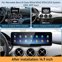 Écran tactile large de 14,9 pouces 2560x920, autoradio GPS, lecteur stéréo, DSP Android 15 4G/WiFi pour Mercedes Benz Classe B W246