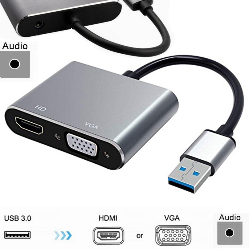 3in1 USB 3.0 to VGA+ HDMI+Audio port