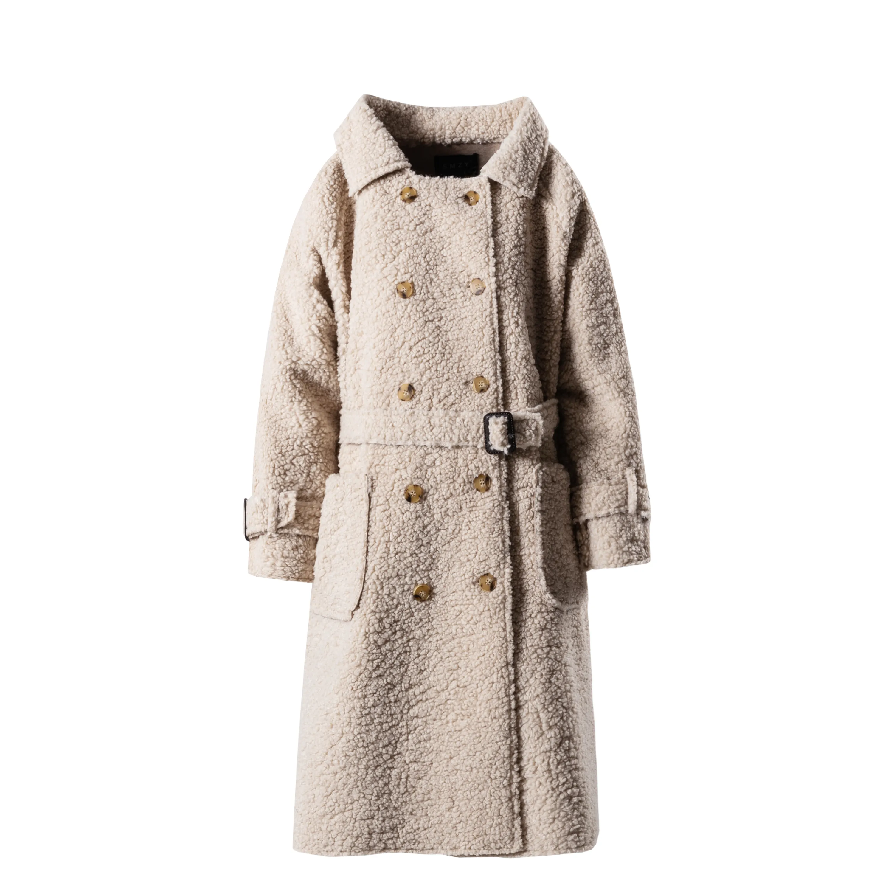 Mantel Teddy Wanita, Jaket Bulu Domba Panjang Klasik Ukuran Besar Buatan Kustom Modis