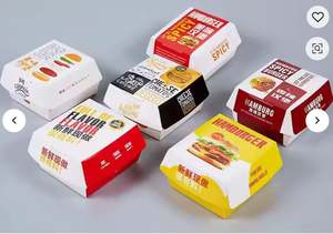 Hot Selling Custom Uncoated Disposable Kraft <b>Paper</b> Burger Box Food Grade Cardboard Takeaway Hamburger Packaging - Product Image 4