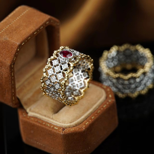 Phong Cách Ý 18K Vàng Vàng Tự Nhiên Pigeon Blood <span class=keywords><strong>Ruby</strong></span> & Kim Cương Tự Nhiên Nhẫn-Cao cấp Thủ Công Hình Bầu Dục Hình Ladies 'Đồ Trang Sức - Product Image 3