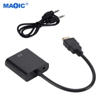 Accessoires de câbles Convertisseur HDMI vers VGA plaqué or Adaptateur HDMI vers VGA avec audio 3.5mm