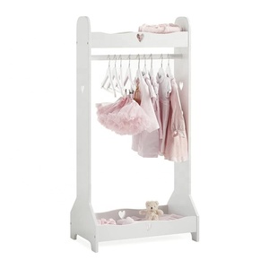 Personnalisé blanc autoportant enfants <span class=keywords><strong>costume</strong></span> <span class=keywords><strong>cintre</strong></span> garde-robe habiller station enfants placard de rangement porte-vêtements et rail - Product Image 1