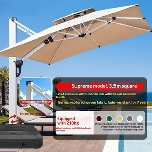 Parasol d'extérieur moderne au design épuré avec mât en aluminium, barre lumineuse LED solaire en nylon et fonction de rotation pour cour et villa - Product Image 5