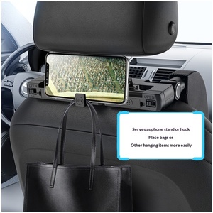 Support de téléphone et désodorisant <span class=keywords><strong>pour</strong></span> siège <span class=keywords><strong>auto</strong></span>, fixation appuie-tête, support latéral en U <span class=keywords><strong>pour</strong></span> enfants, coussin en mousse à mémoire de forme et cuir PVC - Product Image 3