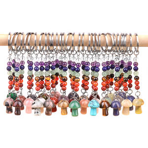 Pendentif de clé en pierre <span class=keywords><strong>color</strong></span>ée en cristal naturel Porte-clés champignon de 2cm avec accessoires de sac en pierre de guérison et artisanat de cadeaux - Product Image 2