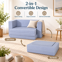 Canapé-lit pliant compact, housse lavable amovible, mousse compressible, canapé lounge 2 places pour chambre d'amis & maison