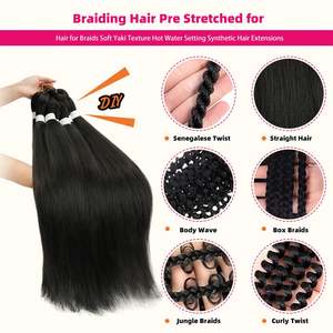 Pre-Stretched Synthetic <b>Hair</b> <b>Braiding</b> Extensions Hot Water Setting Yaki Crochet Twist Braids <b>Hair</b> Extensions Jumbo Braid <b>Hair</b> - Product Image 3