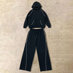 Streetwear pour hommes, survêtements de jogging 2 pièces, survêtements réfléchissants de créateur, ensemble sweat à capuche et pantalon de survêtement en éponge française - Product Image 1