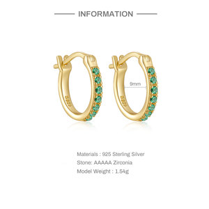 Aretes CANNER de Plata Esterlina 925 con Circonitas Cúbicas de Colores, Bañados en Oro Vermeil de 18K, Tipo Huggie, de Lujo para Mujer - Product Image 2