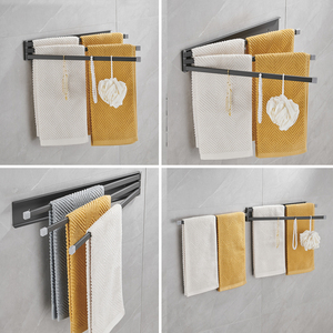 Hiện đại tự dính màu đen có thể gập lại khăn Giá xoay khăn thanh thép không gỉ gấp đường sắt khăn - Product Image 4