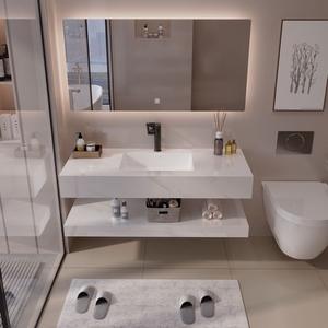 2025 Luxus-Badezimmer-Waschtisch-Set, Wandmontiert, Inklusive Arbeitsplatte mit Becken und Marmor-Waschtisch - Product Image 2