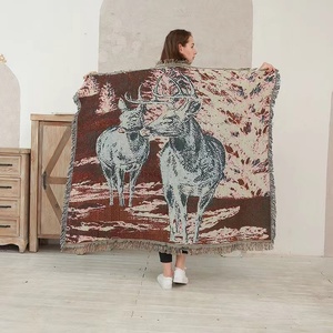 Tapiz <span class=keywords><strong>de</strong></span> <span class=keywords><strong>tela</strong></span> Art Deco Jacquard <span class=keywords><strong>de</strong></span> Anime tejido <span class=keywords><strong>de</strong></span> alce <span class=keywords><strong>de</strong></span> Navidad 2023 para decoraciones navideñas para el hogar - Product Image 4