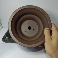 Pot à bonsaï en sable de Yixing, forme ronde, non verni, avec motif linéaire, best-seller