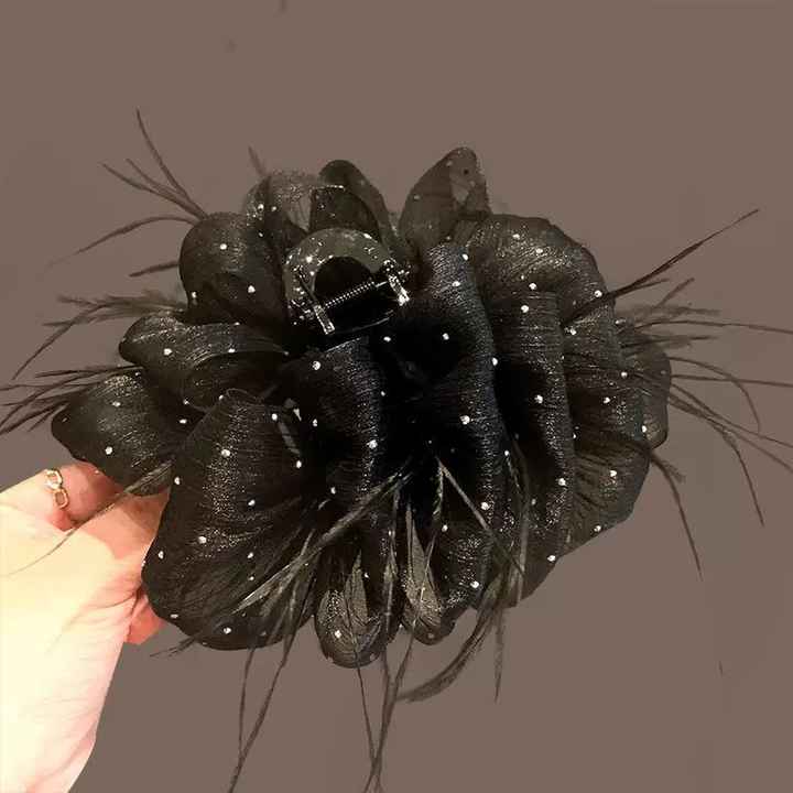 Oversized Korean Sweet Style Chiffon Floral Bow Hair Claw Women's