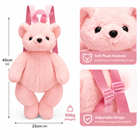 Sac à dos en peluche OEM pour enfants, motif ours en peluche ou panda, en tissu doux, avec sangle réglable, idéal pour l'école et les voyages