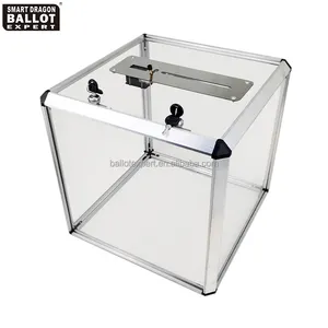 Metallic Frame Collapsible Acrylic Ballot Box With Lock