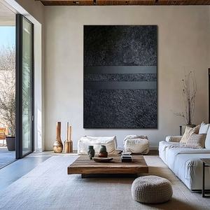 Arte Mural 3D Vertical, Arte Mural Abstracto Negro Minimalista Contemporáneo, Arte Mural Neutral Estilo Wabi Sabi para Decoración del Hogar y Galería - Product Image 1