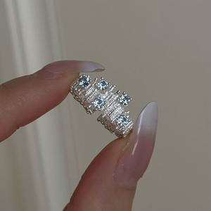 Plata de Ley S925 Azul Océano Estrella, Diseño Personalizado, Patrón Irregular Plisado, Zirconia Azul Marino, Abierto, con Licencia - Product Image 2