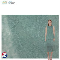 Tissu en tulle tricoté brodé de sequins floraux vert clair |   Vêtements de mariage pour garçons/filles en nylon/polyester 70GSM, sacs et chaussures extensibles