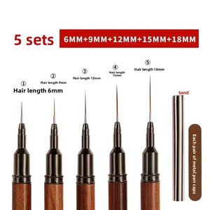 Pinceau liner pour nail art avec manche en bois de santal, virole métallique, pointe ultra-fine, stylo pour contour de fleurs - Product Image 3