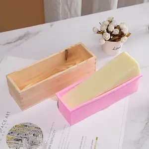 Cadre en bois avec couvercle et moule à savon en silicone moule à savon fait main carré Boîte en bois avec couvercle
