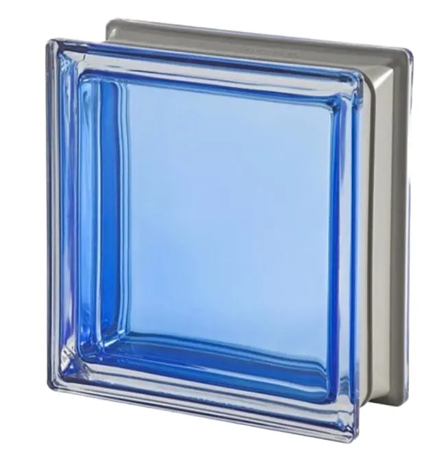 China-made 190mm*80mm*80mm Blue Light Glass Blocks Decorative Wall Features