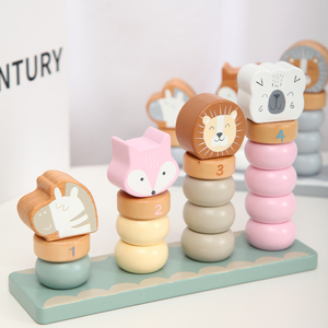 Juego de bloques de madera Animal Train Toys Funny Wooden Push Pull Stacking Train Toy para niños en edad preescolar - Product Image 6