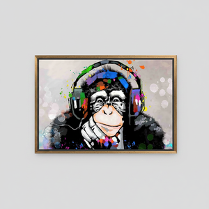 Vibrant Monkey Print <b>Canvas</b>: Bold Animal Artwork for Modern Decor,GOLD <b>FRAMED</b> <b>CANVAS</b> - Product Image 2