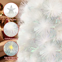 Sapin de Noël en fibre optique blanche de 3 pieds de long, équipé de lumières, décoré de nœuds et de boules de Noël comme feuillage