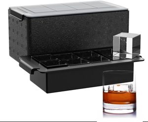 Bandeja de cubos de hielo transparente de 2 pulgadas, recipiente para hacer moldes de hielo cuadrados de fusión lenta, fácil de liberar, tamaño Jumbo, 8 cavidades, nueva tendencia de EE. UU. - Product Image 1