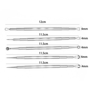 Aiguille anti-acné en acier inoxydable, extracteur de points noirs, nettoyeur de pores et outil de pressage des boutons pour resserrer les pores, marque Rose Milare - Product Image 5